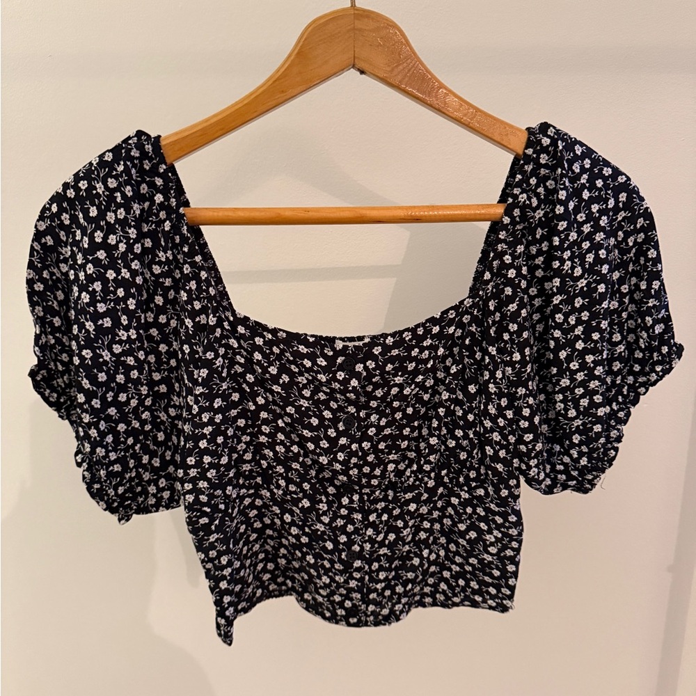 Garage Black and White Floral Blouse